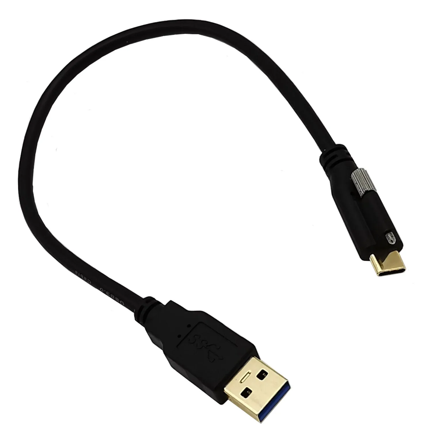 Gold-Plated USB 3.0 A Male To USB 3.1 Type C with Screws Industrial Camera Lock Flat Panel Charging Cable 30cm 1m 2m