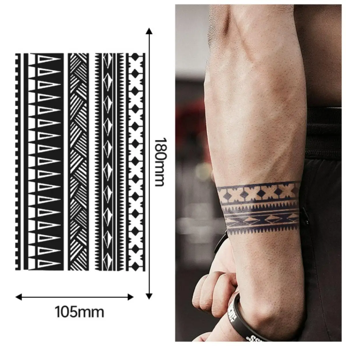 

Geometric symbol armband Temporary Tattoos,Tattoo Stickers,Waterproof Long-Lasting 15 Days,Semi-Permanent Fake Tattoo,body art
