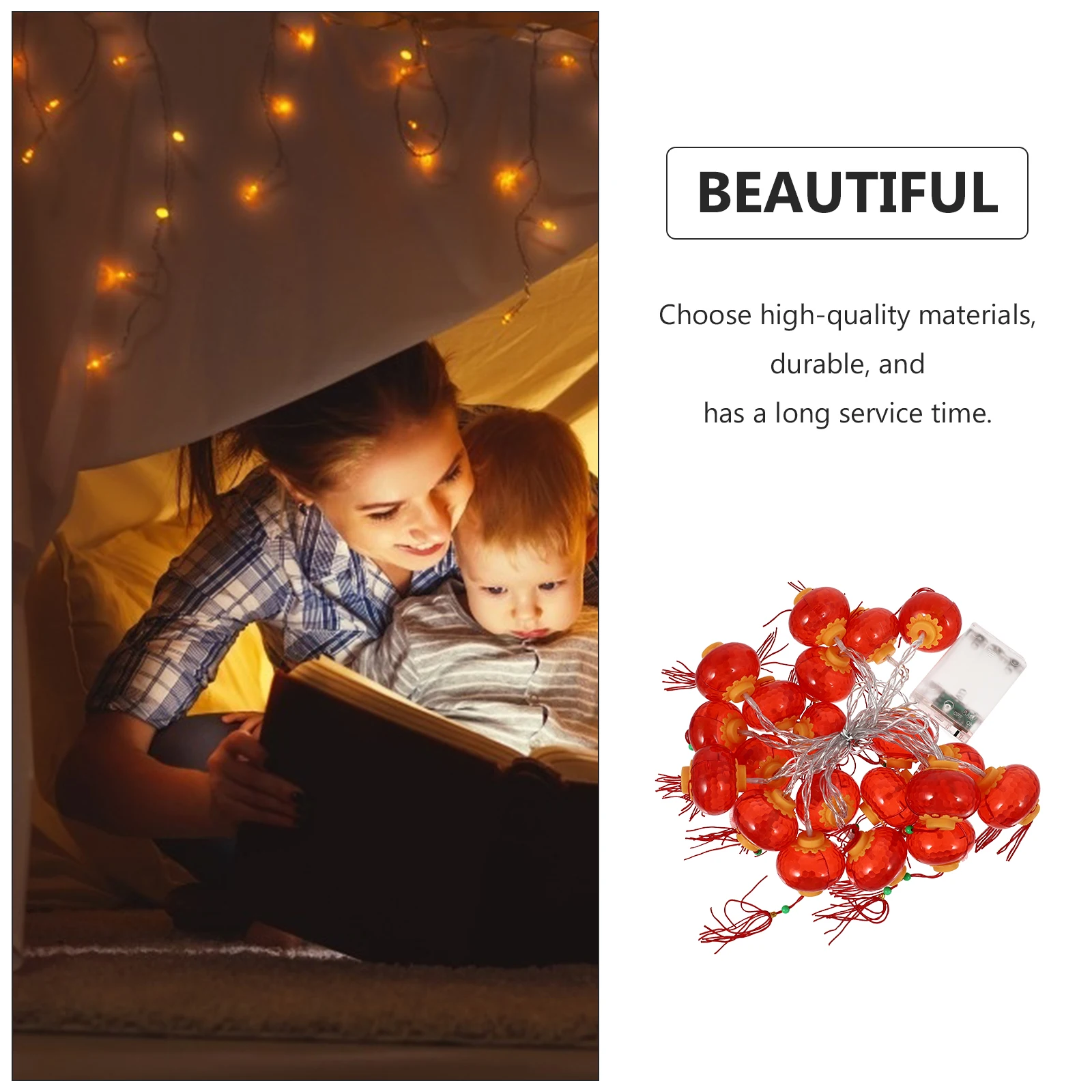 

1pc Lantern String Lights Red Led Chinese Style Festival Decorative Garden Party Spring Celebration Outdoor String