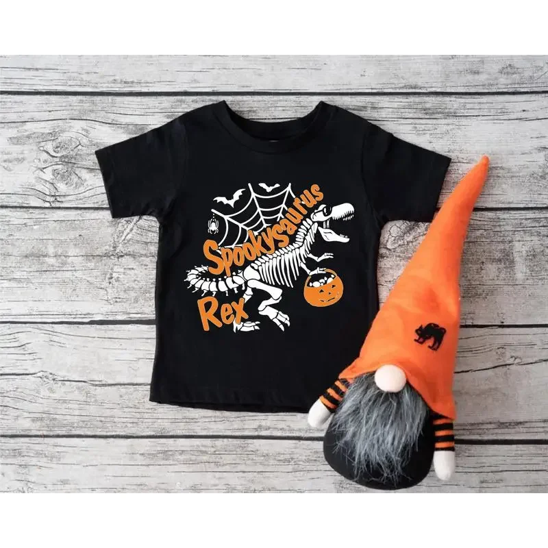 Halloween Dinosaur T Shirt For Kids Spooky Saurus Rex Funny Toddler Skeleton Party