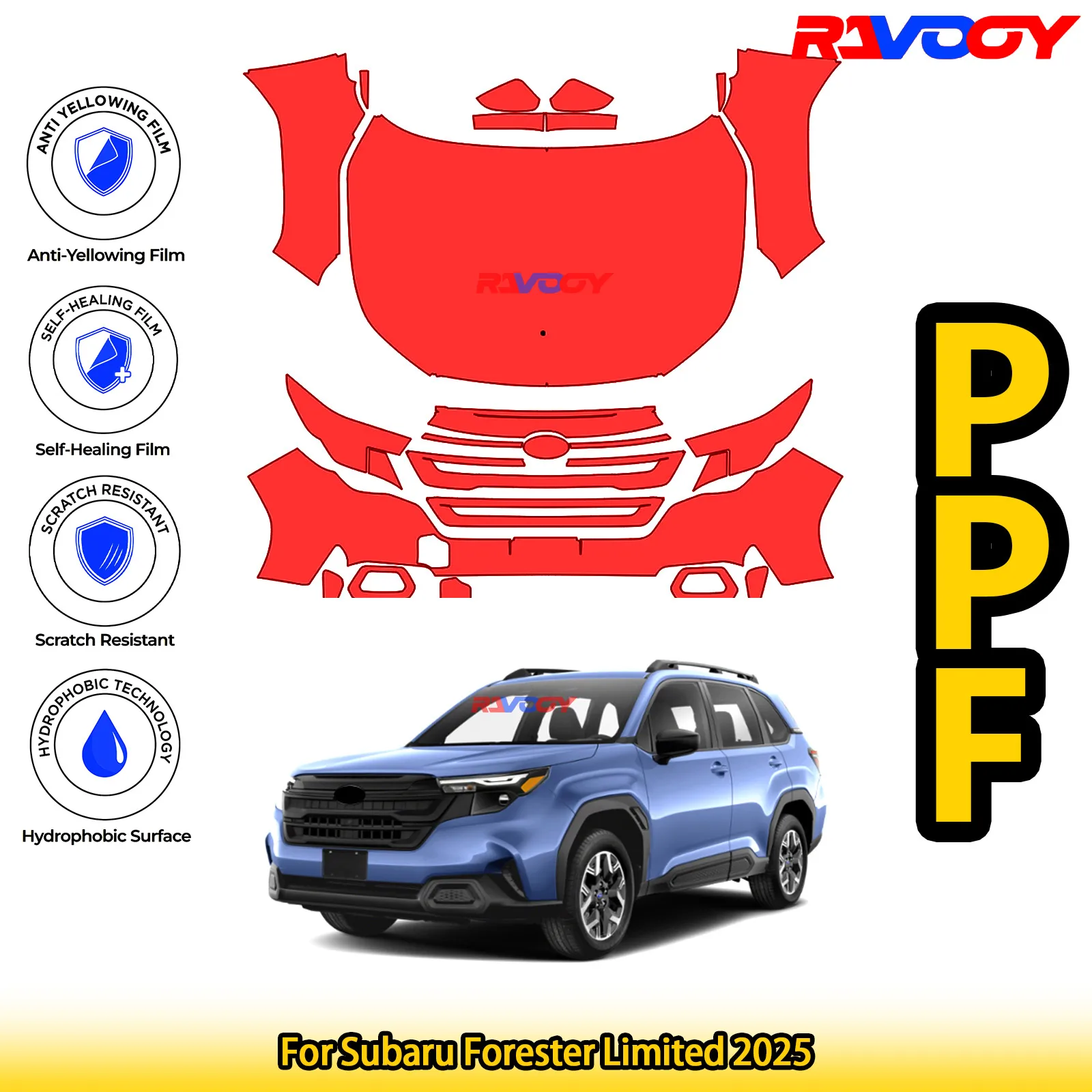

For Subaru Forester Limited 2025 Glossy Matte Black Precut front PPF Kit Paint Protection Film