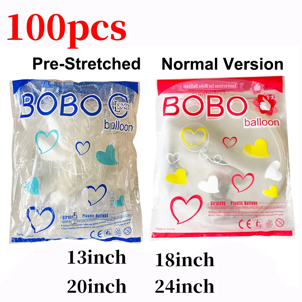 

100pcs 13/18/20/24inch Pre Stretched Transparent Bobo Bubble Balloon Clear Balloon Baby Shower Wedding Birthday Party Decoration