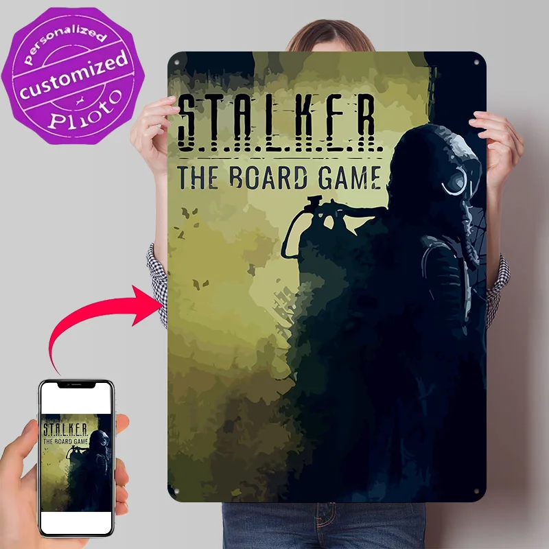 Stalker Board Game Cover Personalized 3D Textured Metal Poster Wall Art Vintage Tin Signs for Gaming Room Decoration Man Bedroom