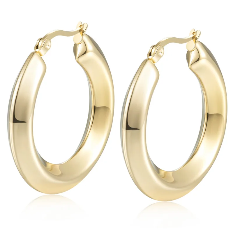 New Stainless Steel Rhombic Hoop Earrings Metal Geometric Golden Waterproof Jewelry Office Gift