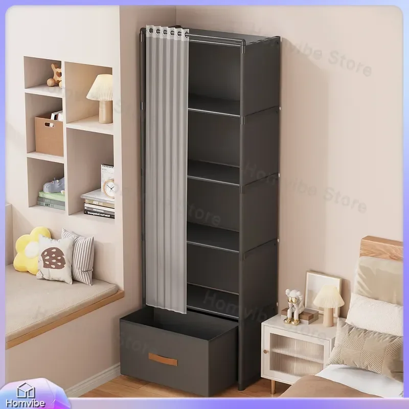Simple Wardrobe Closet Portable Fabric Clothes Storage Organizer Easy Assembly Bedroom Furniture for Small Apartment