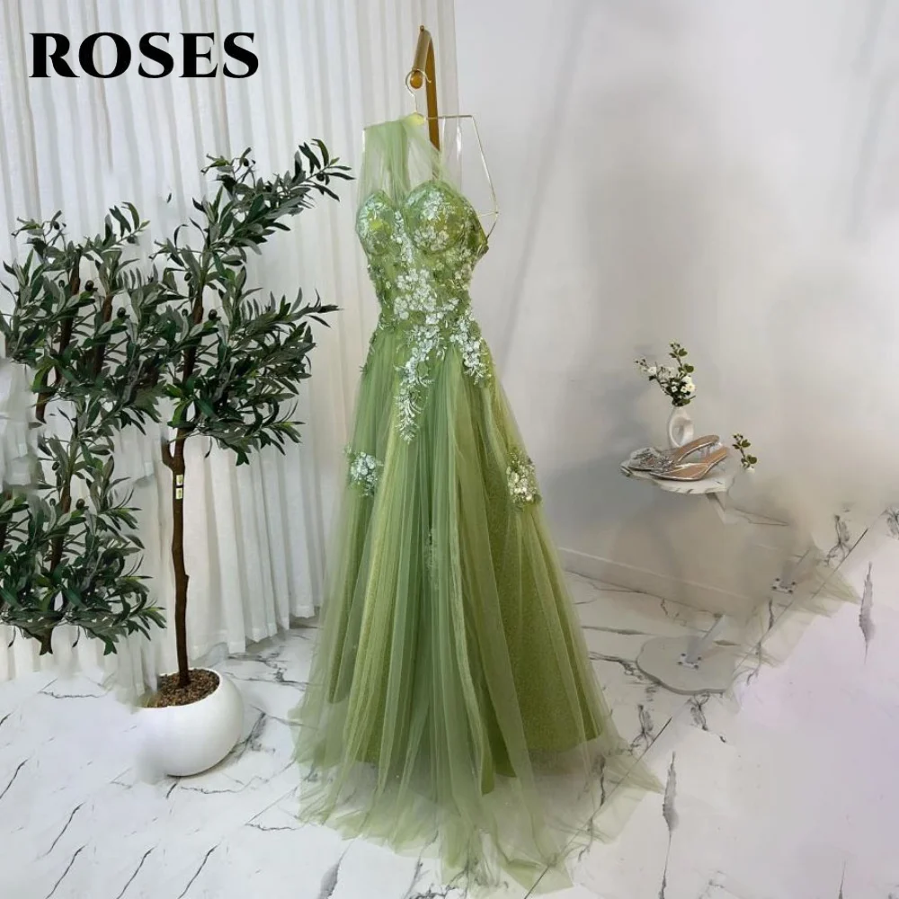 Sukienki na studniówkę w kolorze różowym, zielone, z plisami, na jedno ramię, tiulowe suknie wieczorowe bez rękawów, zdobione aplikacjami, sukienki na imprezę, szyte na miarę.