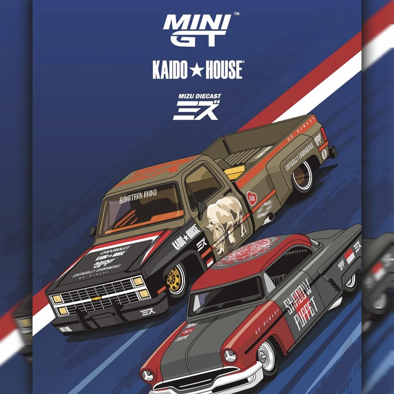 

Предпродажа MINIGT 874 KHMG153 1:64 Silverado Sumatran Rhino Capri Hot Rod Shadow, кукла, литая под давлением модель автомобиля Kaido House