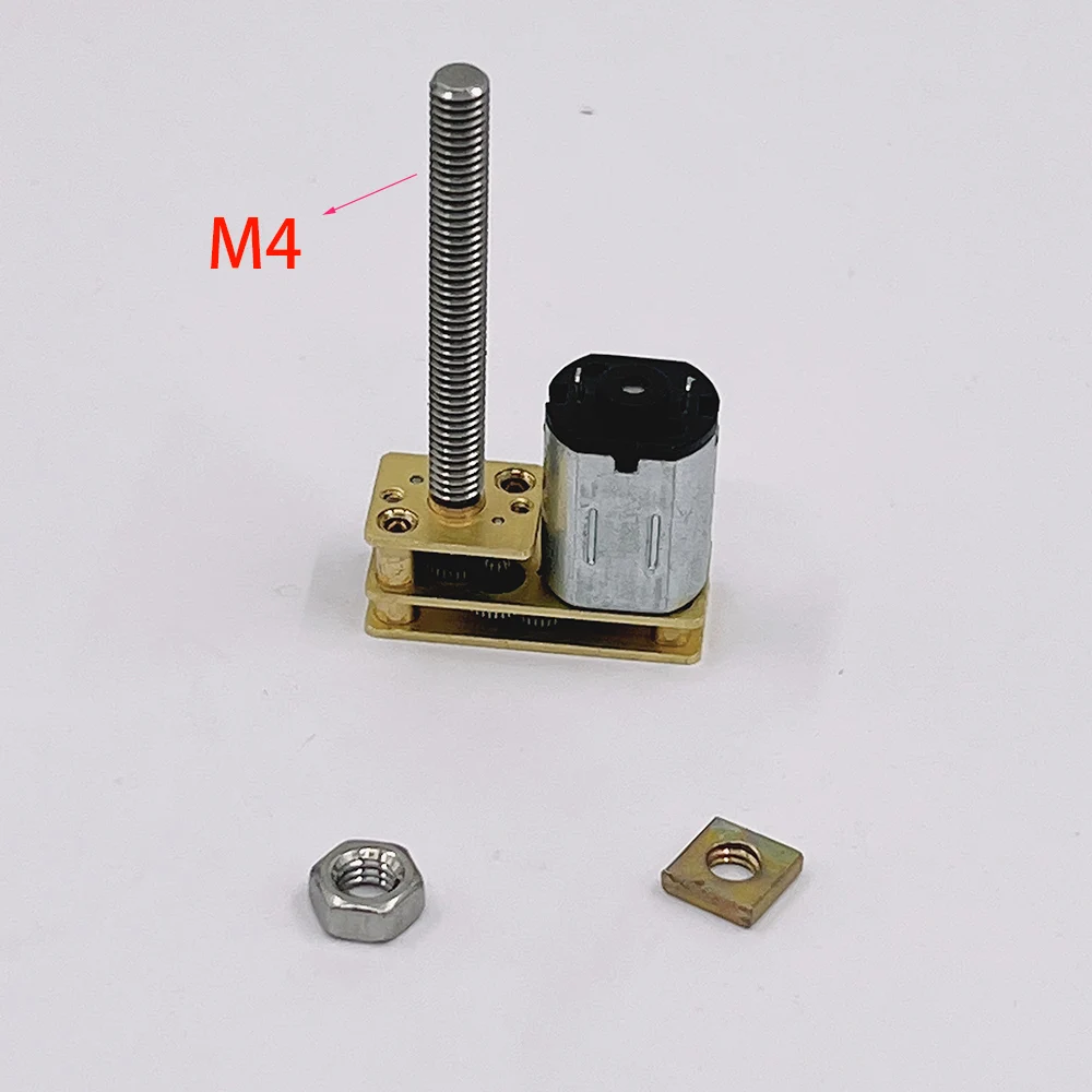 Mini N20 Gear Motor Linear Screw Shaft Nut Full Metal Gearbox DC 3V 5V 6V 15rpm-300RPM Micro Motor M4 Thread Flip Output Shaft