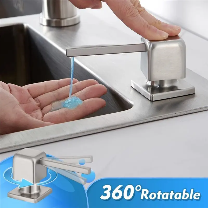 ABUN-Built In Dish Soap Dispenser For Kitchen Sink Brushed Stainless Steel Pump, Refillable Top-Filling 17 OZ Bottle view 5