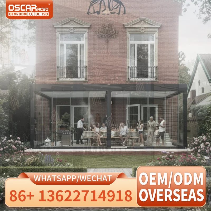Modern Aluminum Alloy Sunroom Prefab Glass House for Outdoor Living in Villa Weatherproof Solarium with 1 year Warranty  pergola