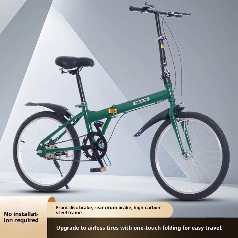 Vouwfiets Draagbare lichtgewicht massieve banden Geen montage Gemakkelijk opvouwbaar Compact Commuter Unisex Volwassen Student Campus City Road