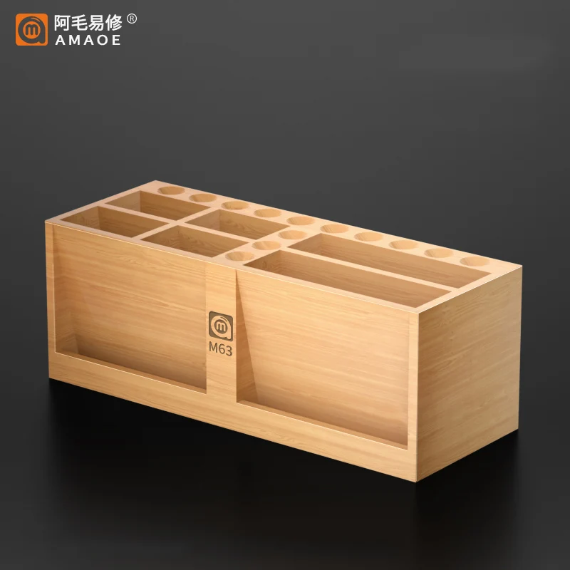 Amaoe Storage Box Screwdriver Tweezer Steel Mesh Bamboo Wooden Organizing Holder Holder Mobile Phone Organizer Tools