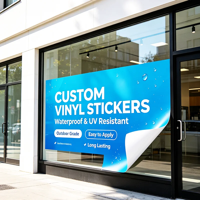 Custom Stickers Vinyl Decals Weather Resistant Self-Stick Advertising Stickers for Commercial Promotion & Public Notice Displays