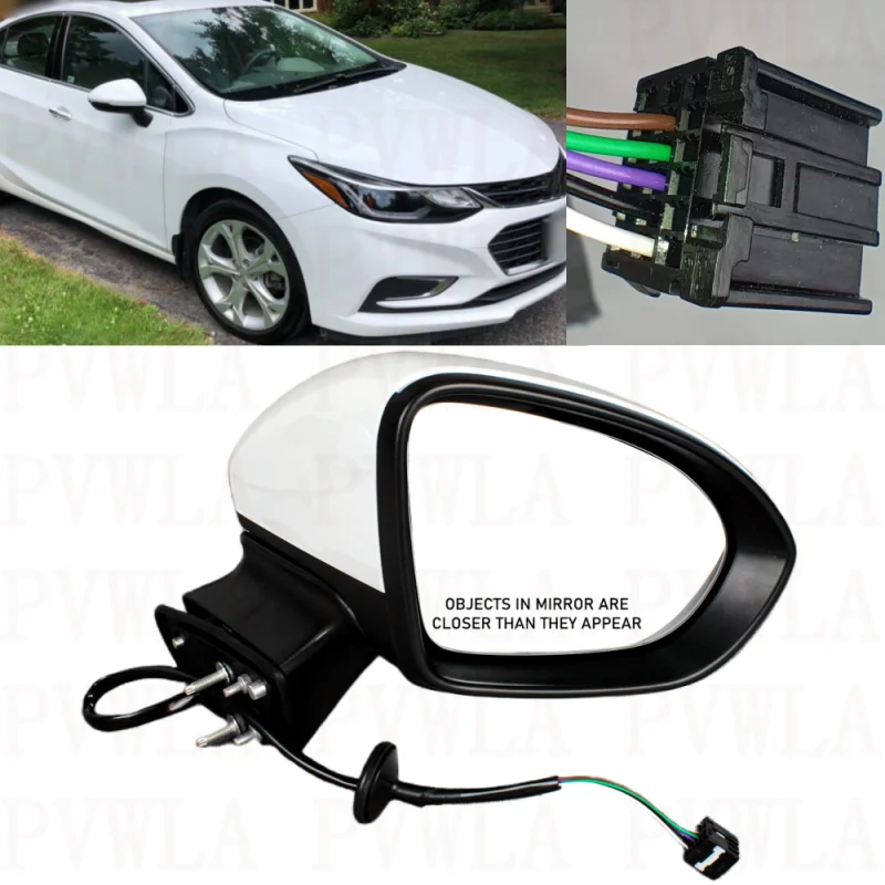 Right Side 5 Pins White Painted Heated Power Adjust Mirror 39125816-PFM/GM1321542 For Chevrolet Cruze 2016 2017 2018 2019