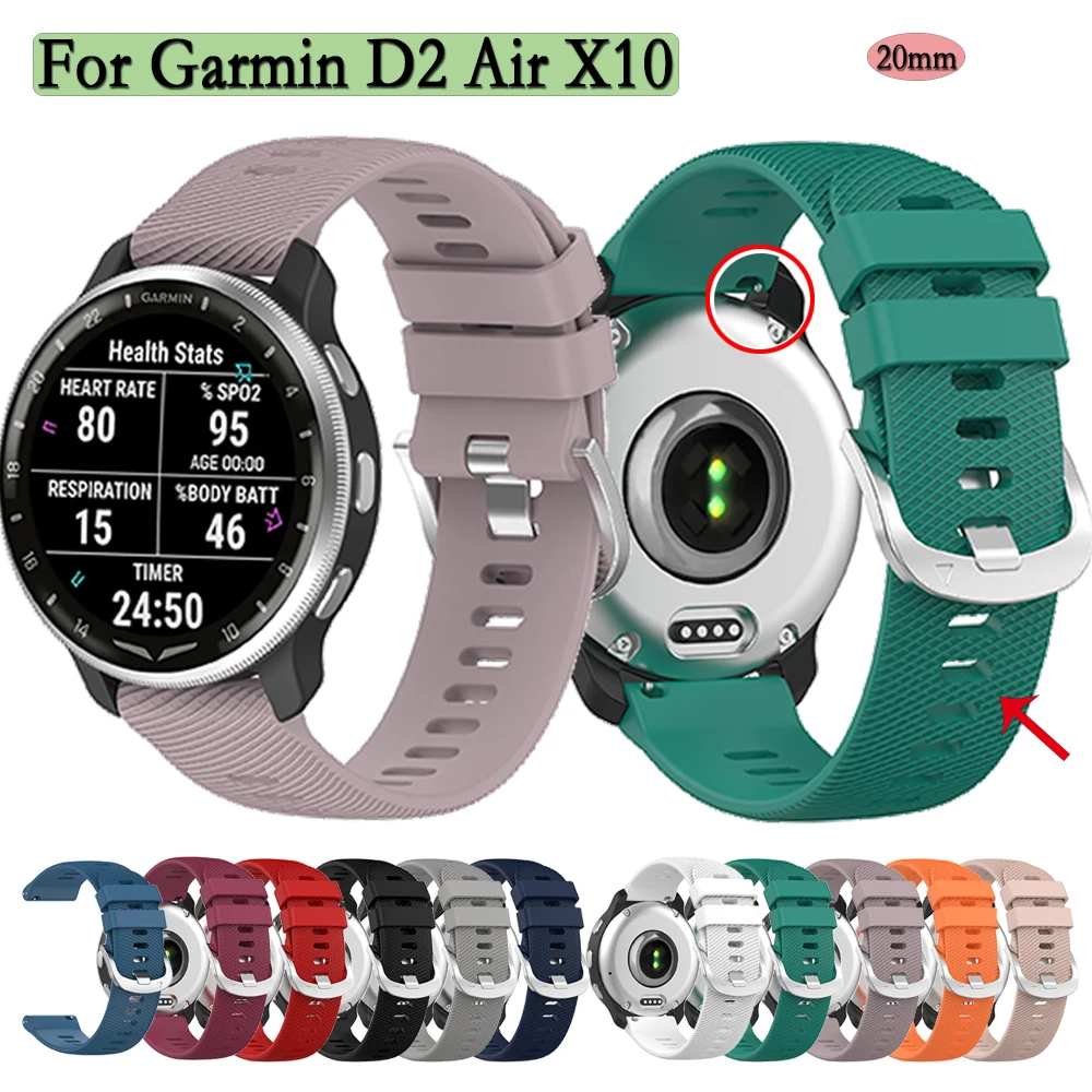 20mm Universal Strap For Garmin D2 Air X10 /For Garmin Venu 2 plus Watchband With Texture Wristband Single Color Band