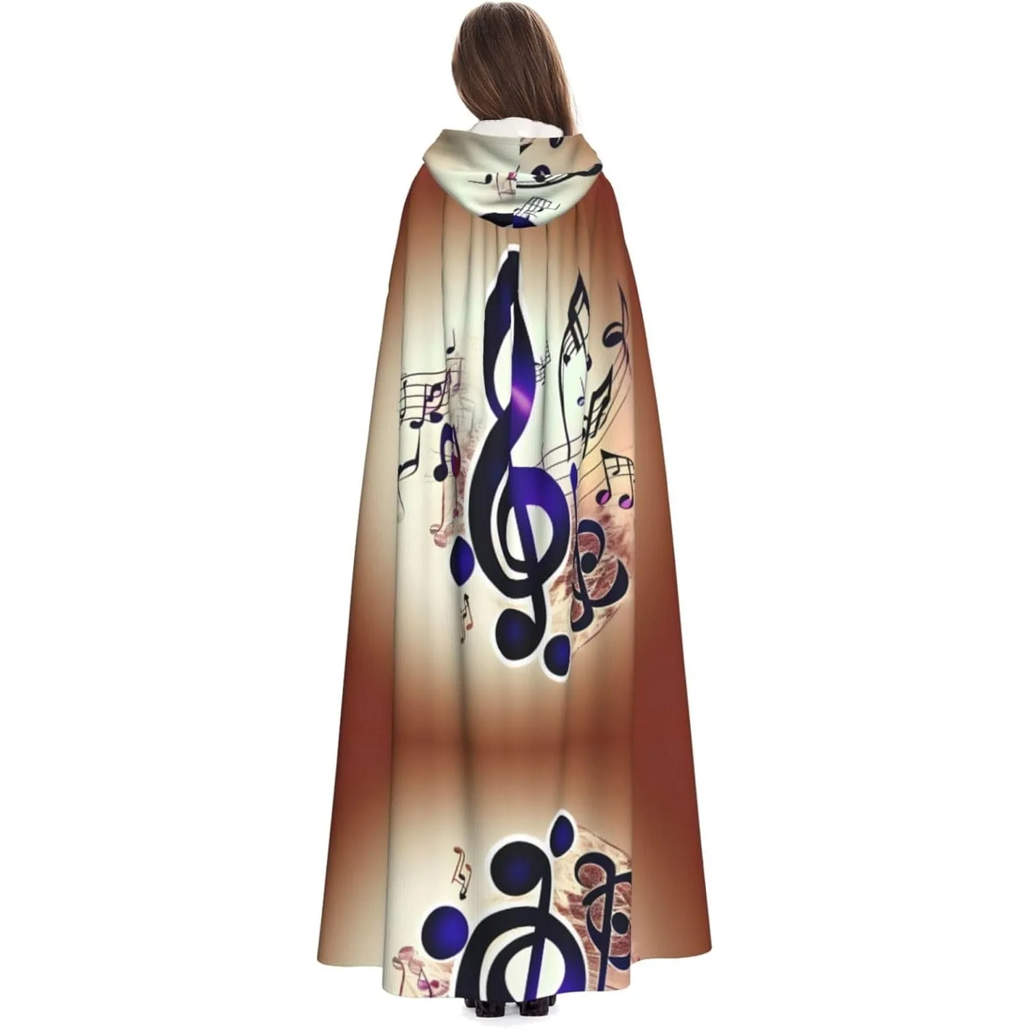 

Purple Music Notes print Adult Hooded Cape Carnival Festival Cape Cosplay Robe Costume party Gothic Carnival