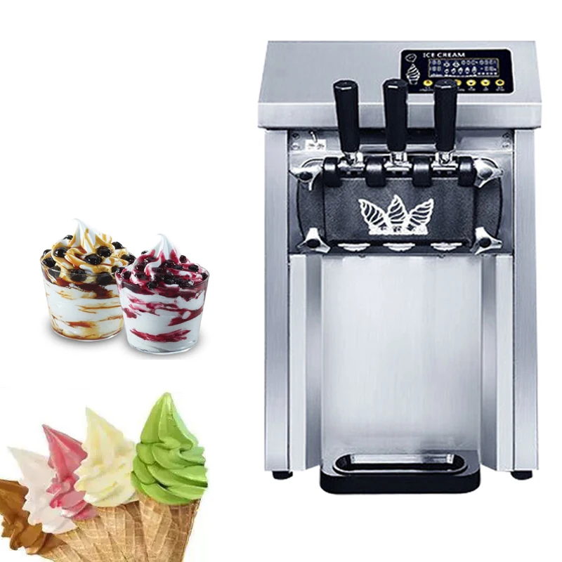 

Commercial Soft Ice Cream Machine 3 Flavors 16-18L/H Ice Cream Soft Serve Maker 60HZ Lcd Panel One-click Cleaning