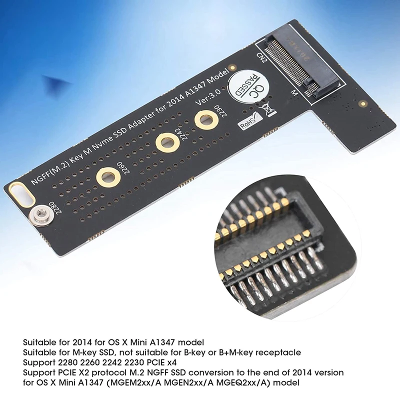SSD เป็น A1347อะแดปเตอร์การ์ดอะแดปเตอร์ SSD ชุดอัพเกรด SSD M.2 NGFF M-Key NVMe SSD Card