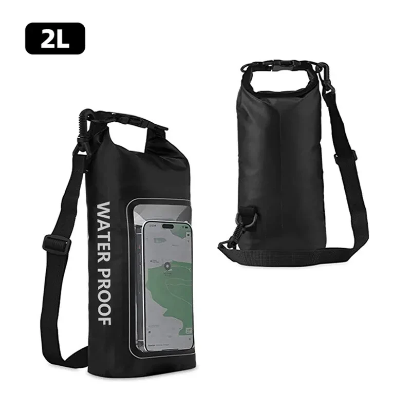 Saco de natação seco impermeável com tela sensível ao toque, bolsa de PVC para trekking, deriva, rafting, surf, caiaque, esporte ao ar livre, XA174B, 2L