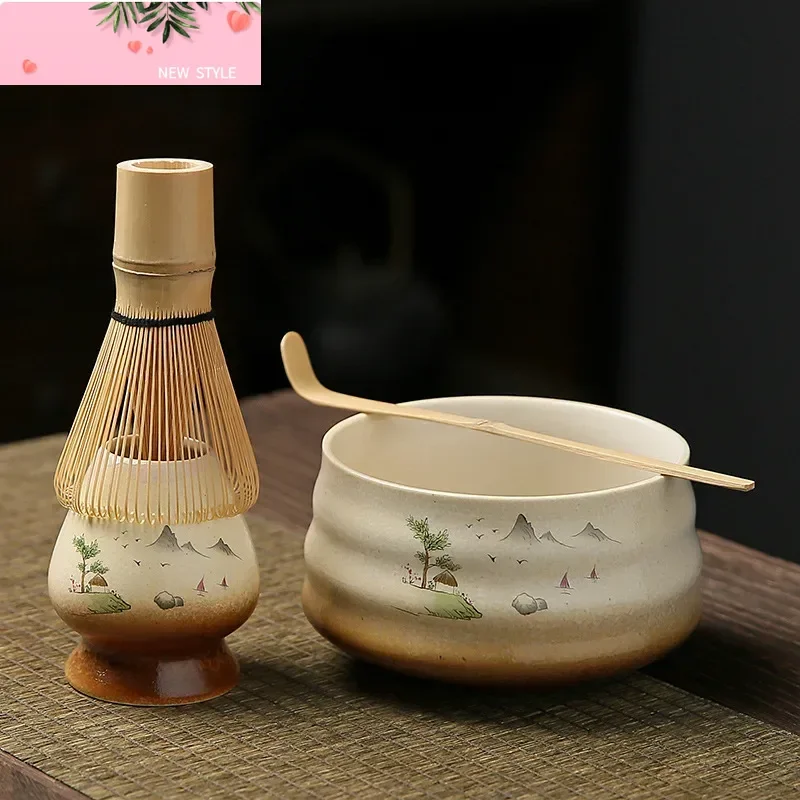 

Набор Faraway Mountain Matcha, керамическая чайная посуда, аксессуары, чаша матча, бамбуковая мешалка, традиционный набор для приготовления чая, подарки
