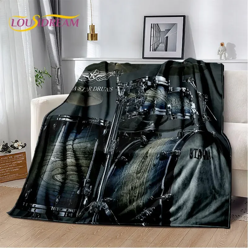 Drum Kit Music Drum Set Instruments Soft Plush Blanket,Flannel Blanket Throw Blanket for Living Room Bedroom Bed Sofa Picnic Kid
