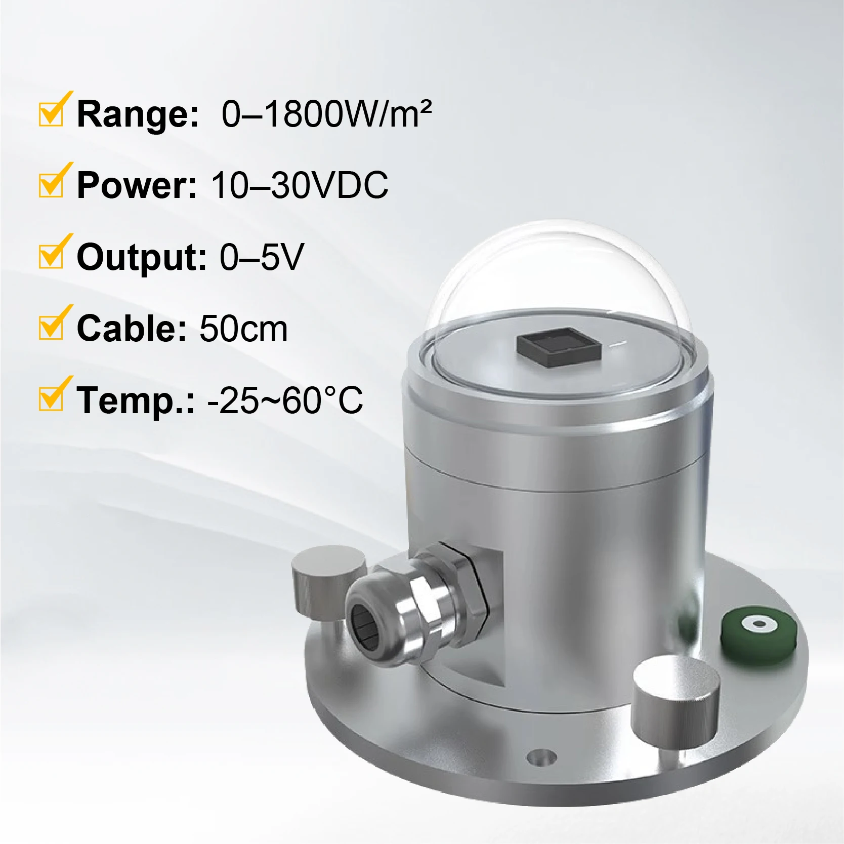 Total Solar Irradiance Sensor Pyranometer Thermoelectric Photoelectric Solar Radiation Sensor RS485 4-20mA 0-5V IP65