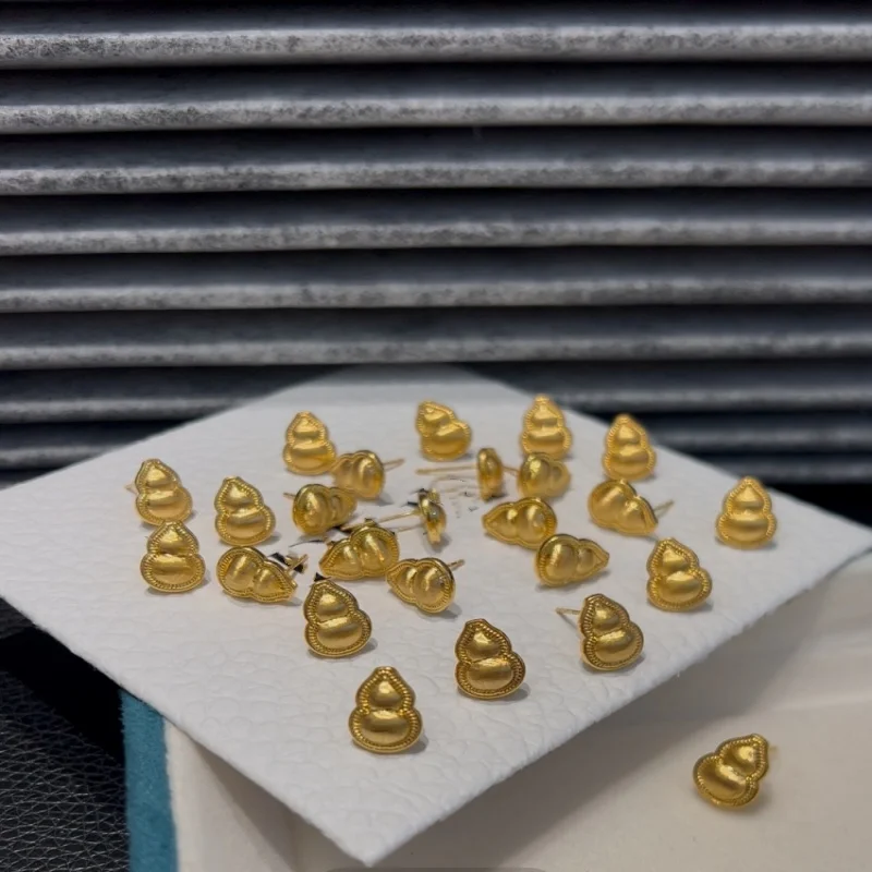 

Серьги из настоящего золота 18 карат LABB, золотые серьги из матовой тыквы Au750, подходят для женских бутиковых ювелирных подарков E0127