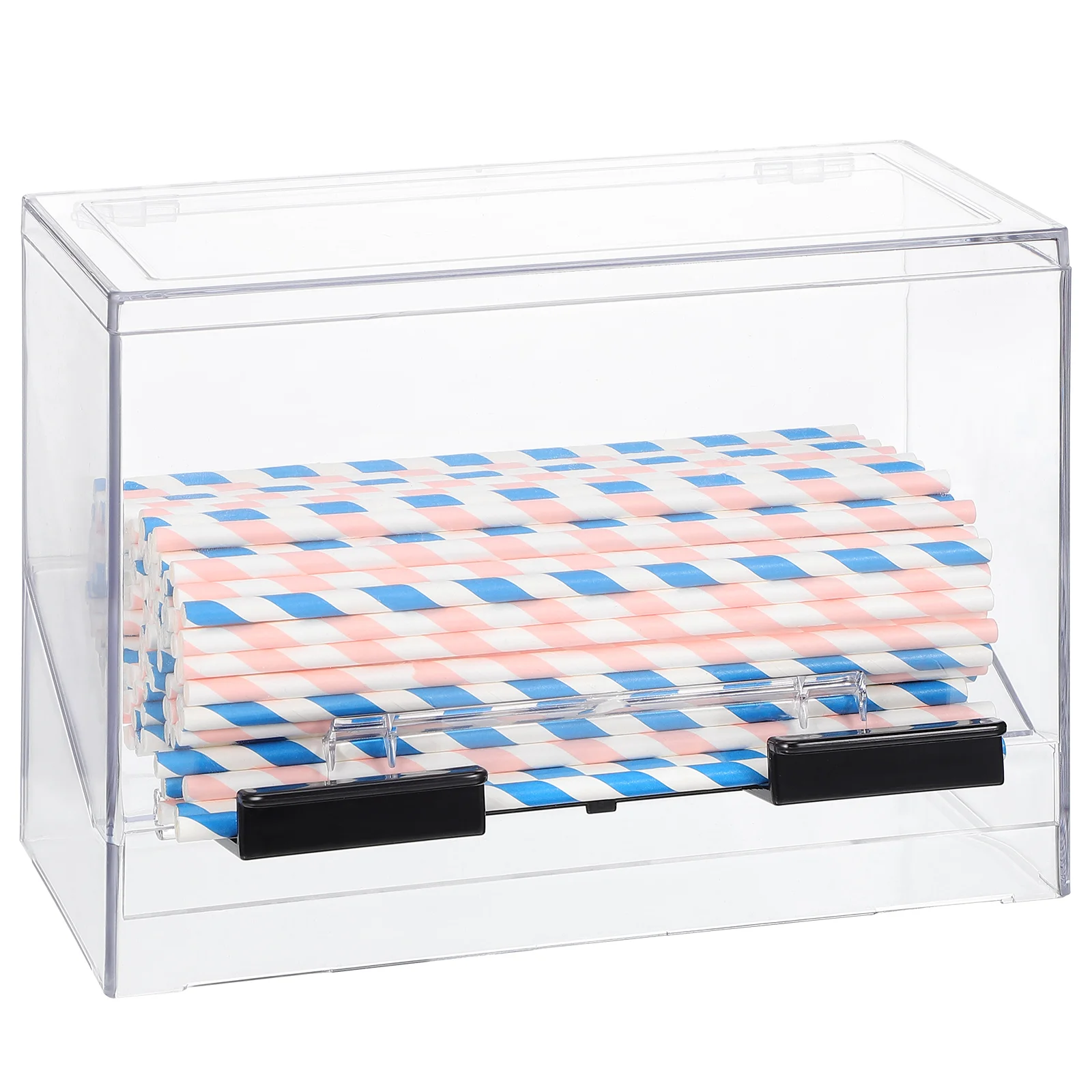 

Transparent Acrylic Straw Storage Box Pressing Holder Reusable Dispenser Container for Unpacked Bulk Straws Non