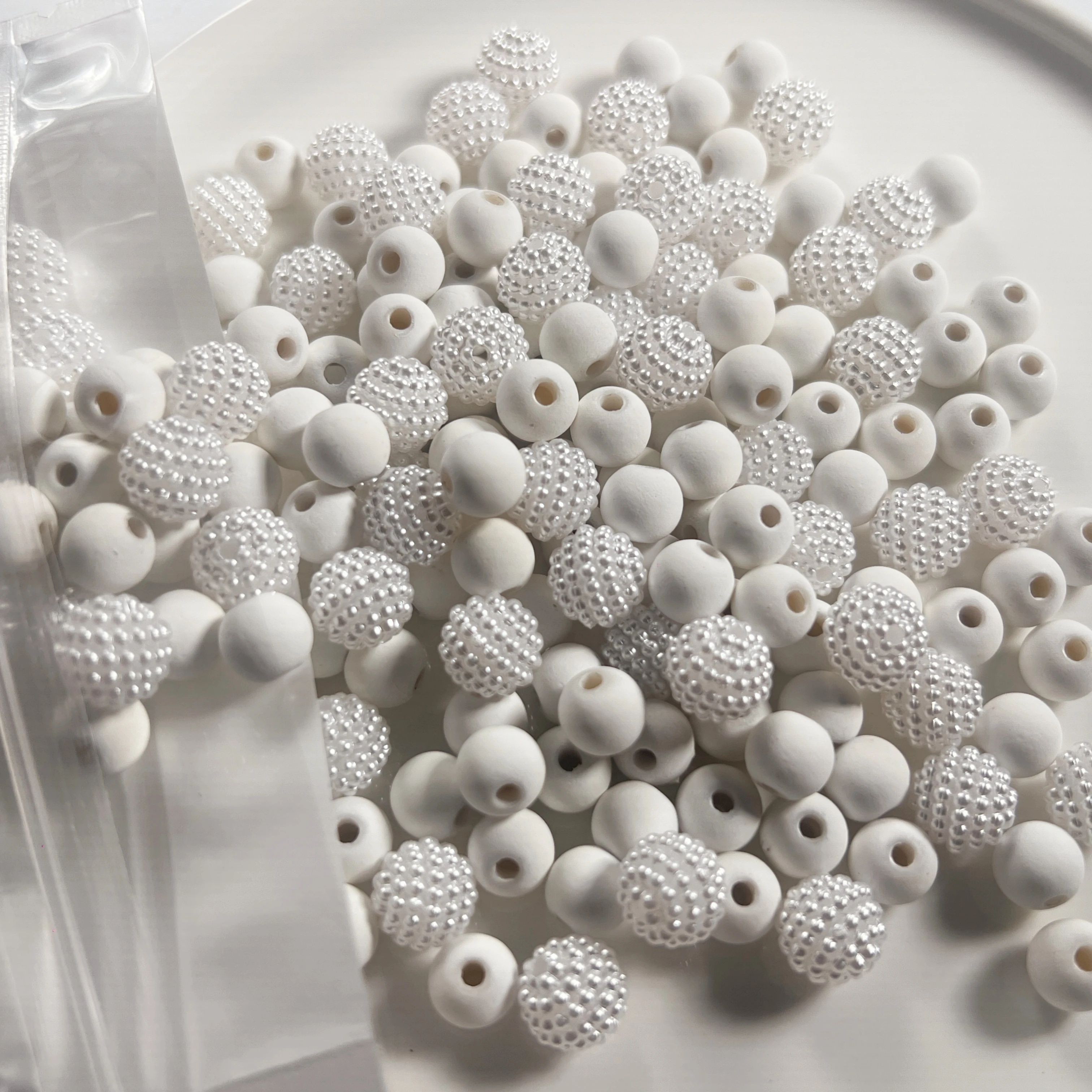 8/10mm Yangmei Ball and Soft Ceramic Bead Hybrid - Black and White Color Hybrid - Acrylic Beads, DIY Accessories, Pendants, Deco