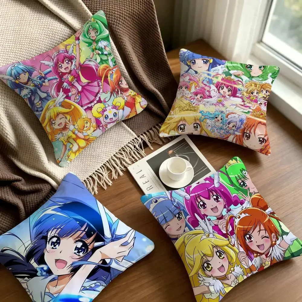 Magical Girl Smile Precure Group soft Pillow anime caeroon Case for cute Sofa Living Room Home office Decor Protective Covers