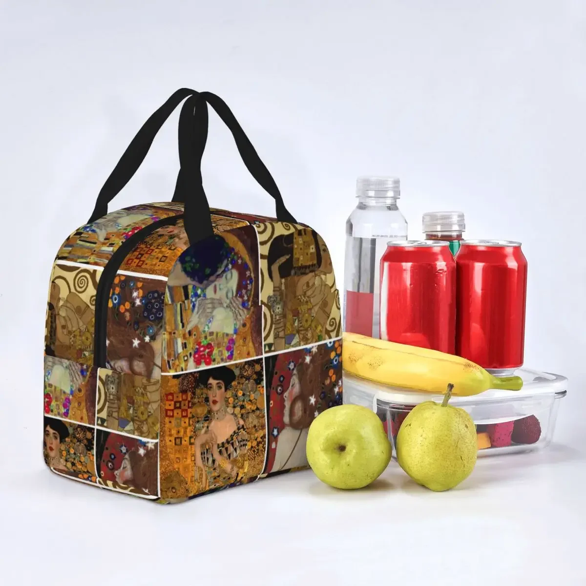 Gustav Klimt Freyas Insulated Lunch Bags Tree Of Life The Kiss Adele Bloch-Bauer Lady Meal Container Cooler Bag Tote Lunch Box