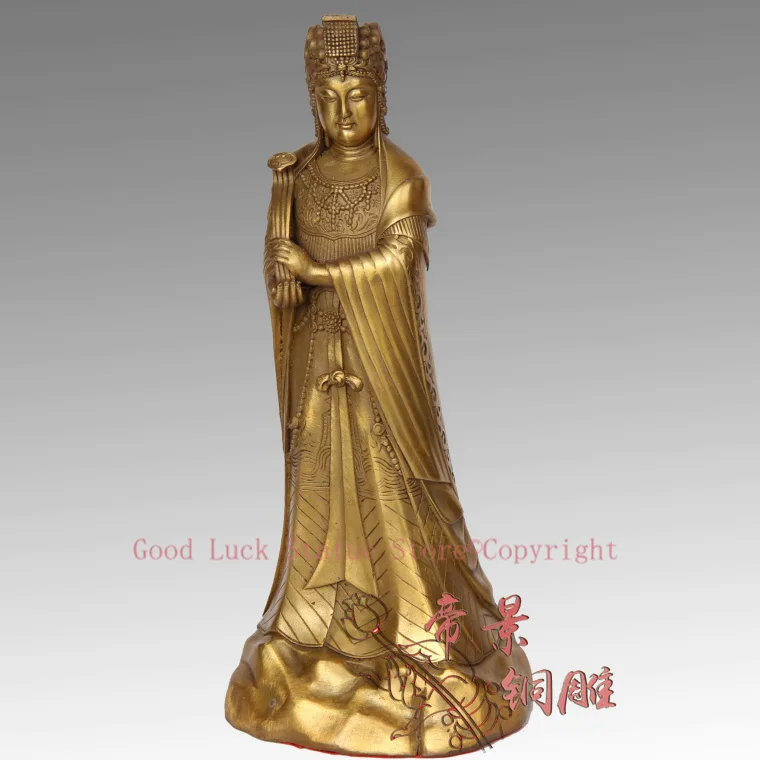 23CM office family shop efficacious Protection brass Sea God Mazu Guanyin bronze statue-bless Safety Health luck Talisman