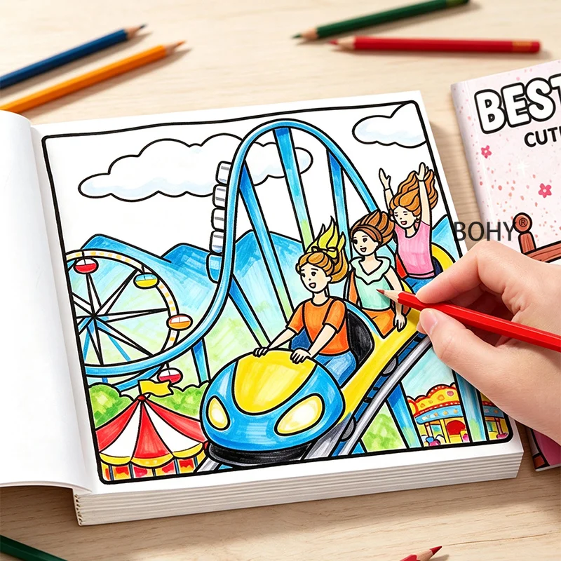 1 Sweet Girl Friendship Coloring Album 48 Pages of Square Pages, Suite for Adults To Soothe Emotions and Relieve Stress Coloring
