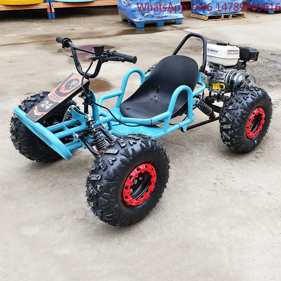 Go Kart de 212 CC y 4 Tiempos con Pedal de Aceleración, Freno de Disco Hidráulico, Transmisión por Cadena, Buggy de Playa de Gasolina, 2 Plazas, Todoterreno 4x4 para Adultos