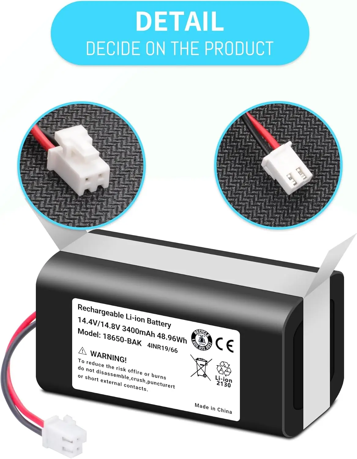 RVBAT850 Batería para Shark Ion R75, R85, S87, RV761, RV771,RV850C, RV1000S, RV1001AE, RV1100VL, UR1000SR, RV700_N, RV720_N