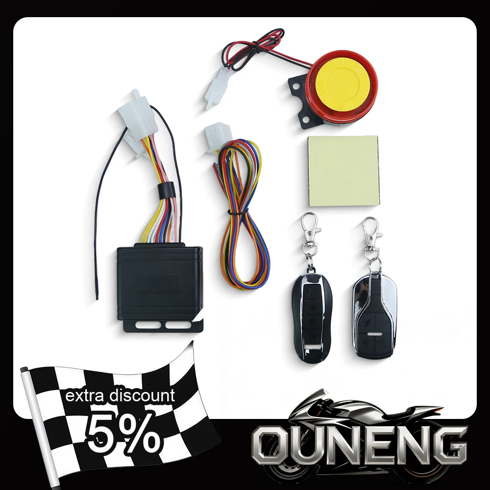 

125dB 1-Way Motorcycle Alarm System Anti Theft Kit Engine Start Remote Key Fob 12V Overload Protector Built in Vibration Sensor