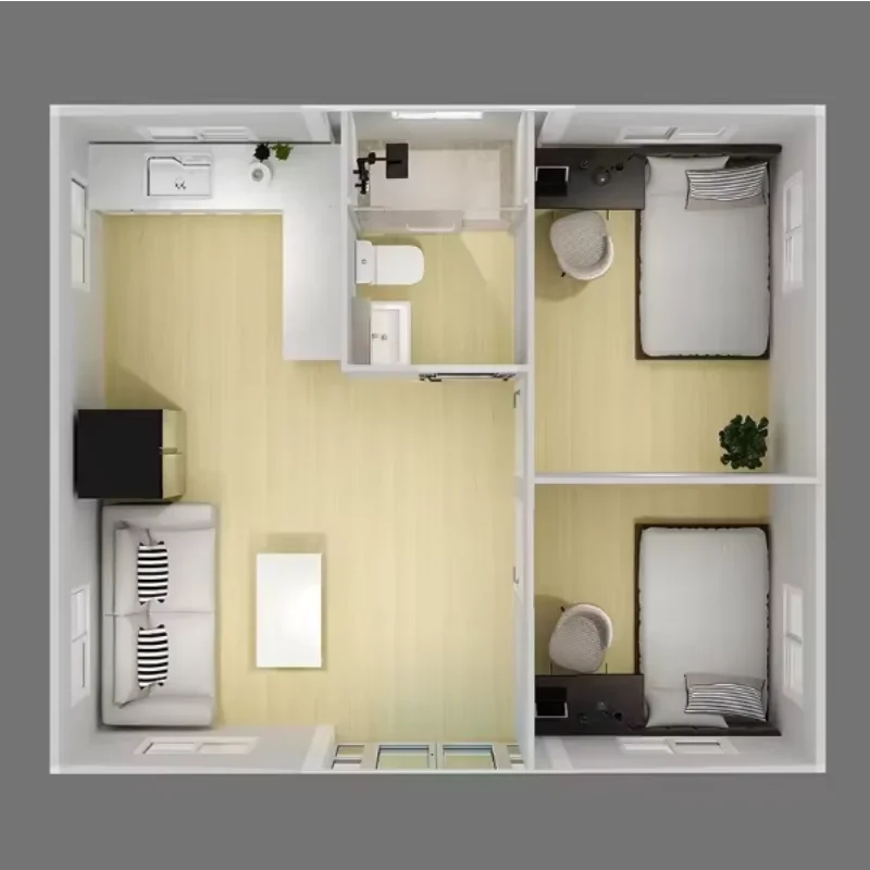 Good Price Folding House Container 2 Bedroom Foldable Mobile Homes 40FT Expandable Folding House Container Living Room for US