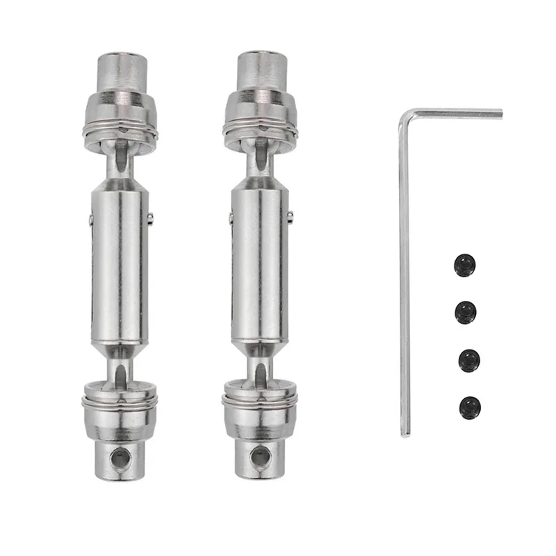 2pcs Metal Drive Shaft Black Silver 1/12 Simulated Steel Driveshaft for WPL D12 C14 C24 B14 B24 B16 B36 C64-1 MN D90 D98 MN99S