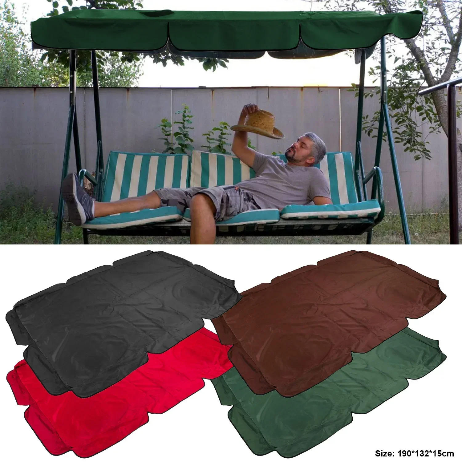 

Garden Courtyard Outdoor Swing Chair Rain-Proof Sun Protection Cover 420D Oxford Canvas Waterproof Swing Top Roof Canopy