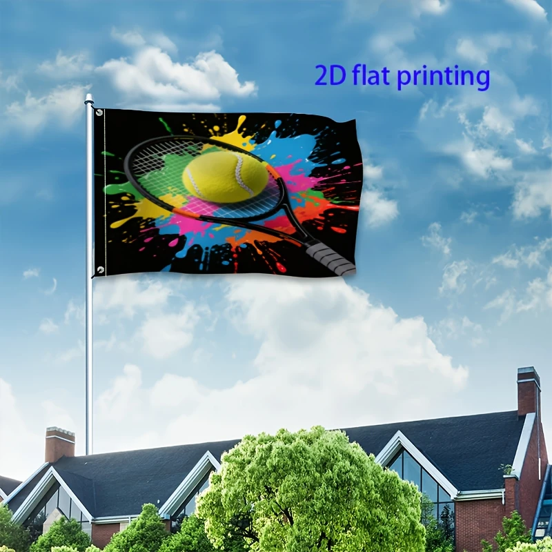 Tennis Racket Ball Splatter Garden Flag Acrylic Outdoor Decor Sports Gift
