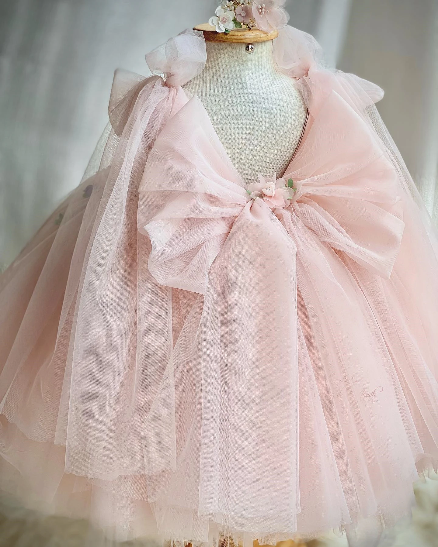 Lovely Pink Flower Girl Dresses For Wedding Tulle Appliqued Floral Boho Toddler Pageant Gowns Kids Birthday Dress