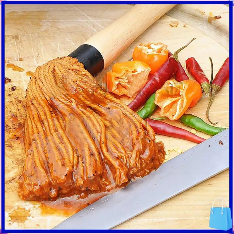 

Customer Favorite 1 Set BBQ Mop 18.3 Inch BBQ Mop Brush Grill Brush Wooden Long Handle Grill Brush For Sauce BBQ Smoking Steak E