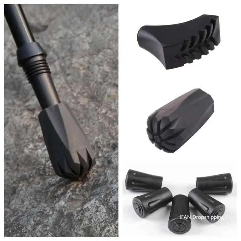 2pcs Nordic Walking Pole Tip Protectors Rubber Pads Buffer Replacement Tips End for Hiking Stick Outdoor Tools