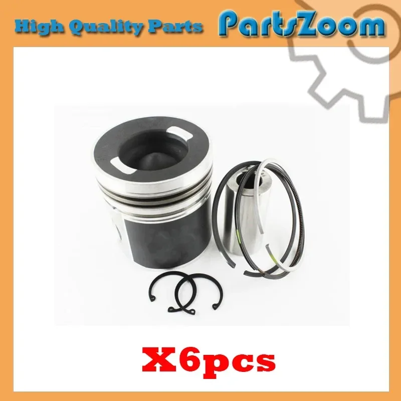 

New 6 Sets STD Piston Kit With Ring 3919564 Fit For Cummins 6CT 8.3 Engine 114MM 210HP