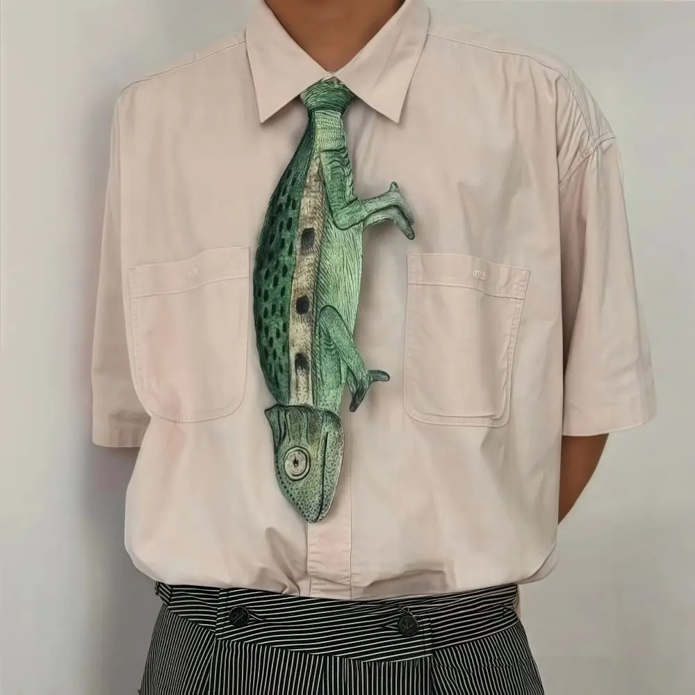 3D Animal Animal-shaped Men's Tie Novelty Animal Pattern Kitten Necktie Lifelike Satin Fabric Creative Neck Tie