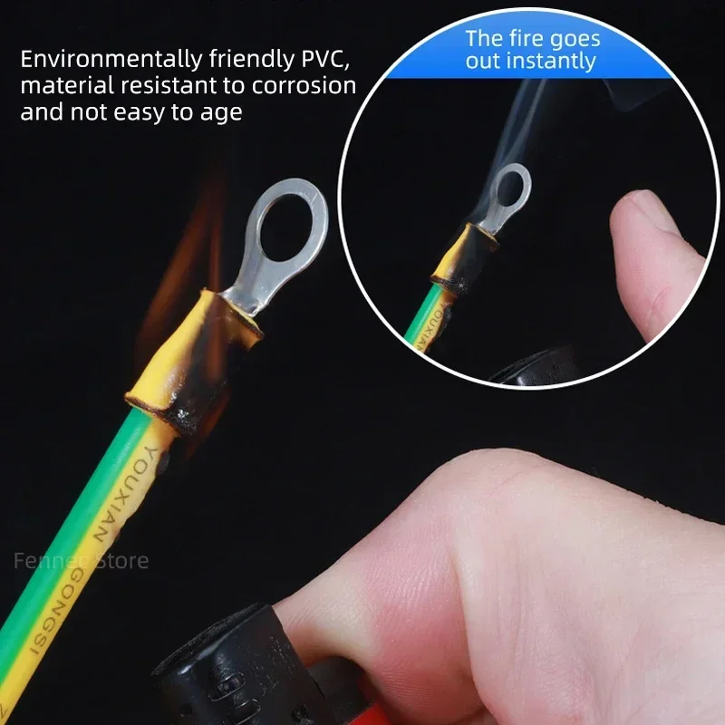 BVR Solar Photovoltaic Grounding Wire Terminals 100 PCS 5/6/8mm 14/12/10AWG Earth Wire Hole Yellow-Green Copper Earth Cable