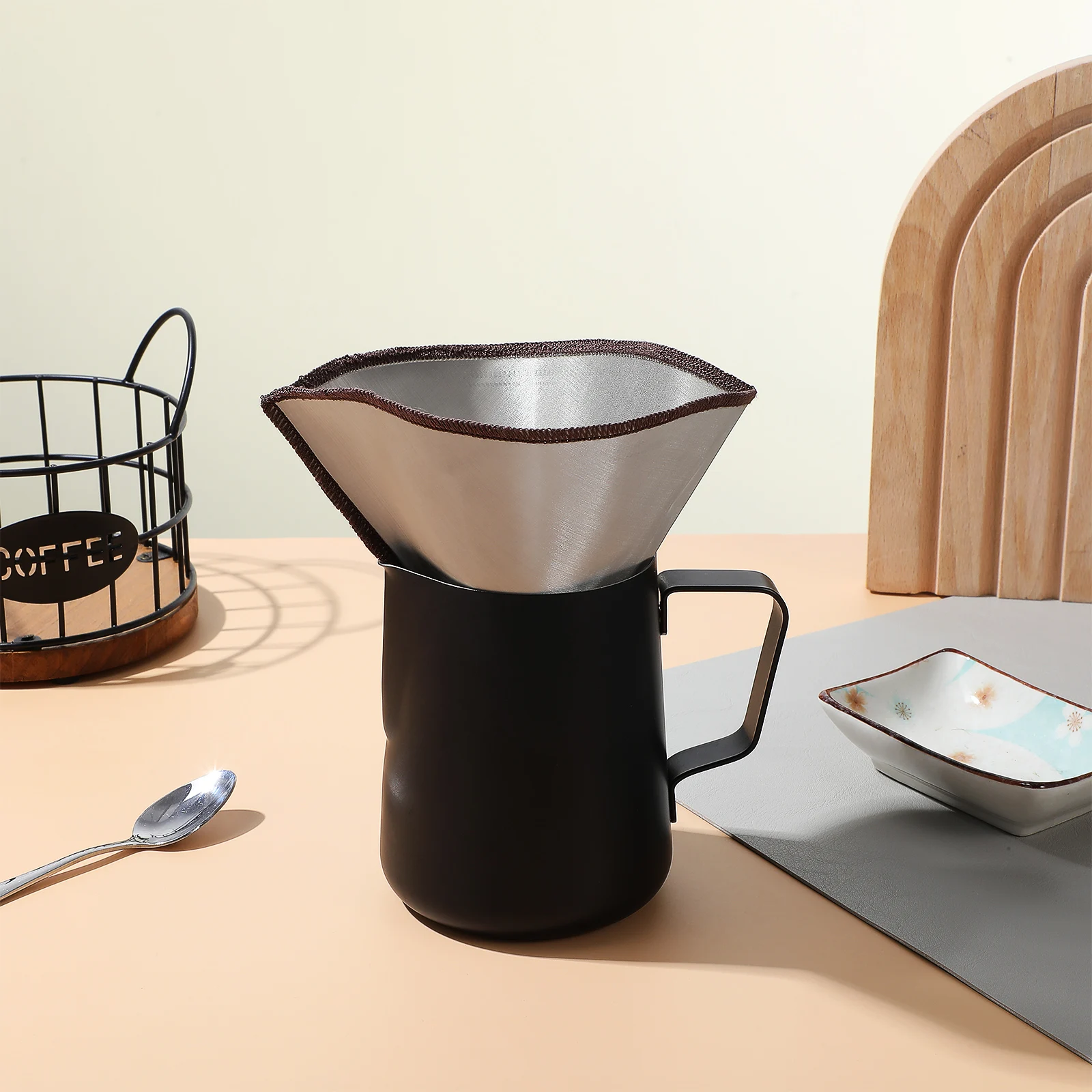 

Stainless Steel Coffee Filter Mesh Reusable For 1-4 Cups Fine Mesh High Filtration Paper Free Extracts Oil