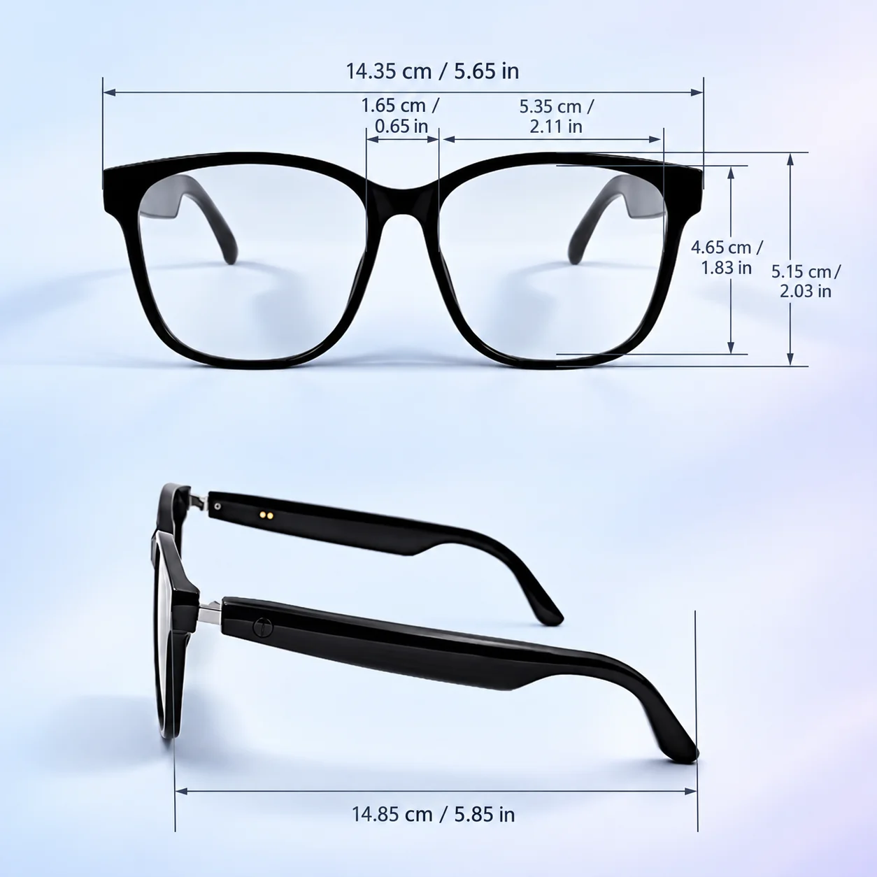 Smart glasses featuring music playback, wireless calling, and magnetic charging; suitable for hiking, office work, and leisure