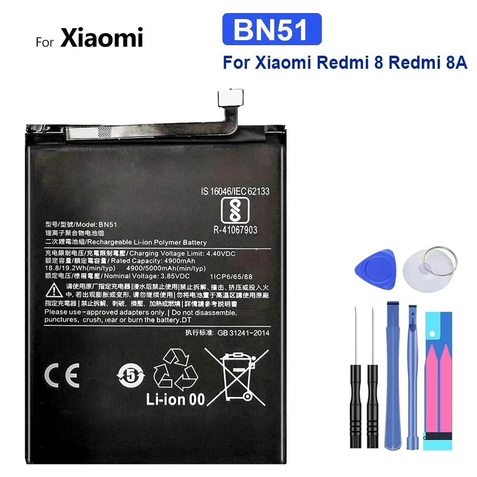 Bateria BN51 5000Mah para Xiaomi Redmi 8 8A + ferramentas gratuitas