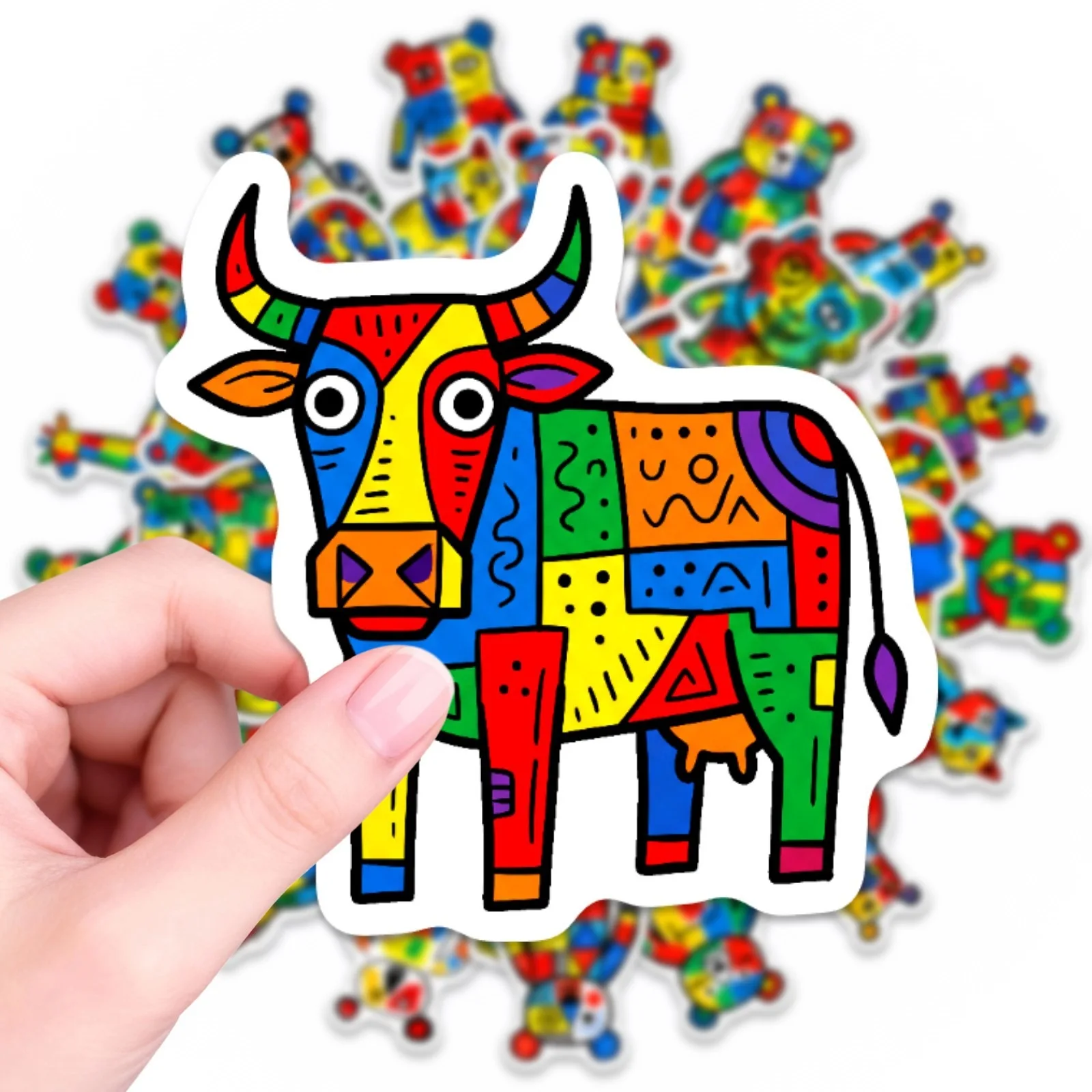 50PCS Colorful Patchwork Animal Stickers, Abstract Graffiti Stickers for DIY Crafts, Luggage & Decoration